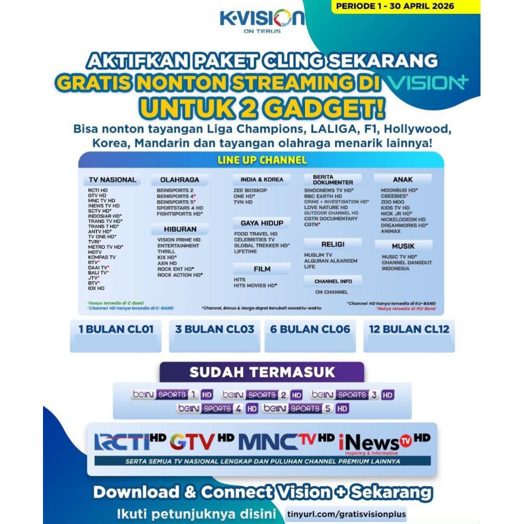 Voucher Paket Cling CL03 K-Vision 90 hari