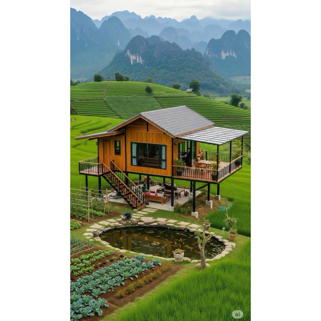 Rumah Panggung Kayu Jati Minimalis