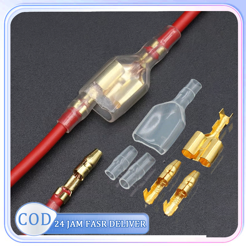 50set Skun Kabel Bulat Skun Kabel Gepeng Skun Penyambung Kabel Soket Terminal Terminal Skun Kabel Sk