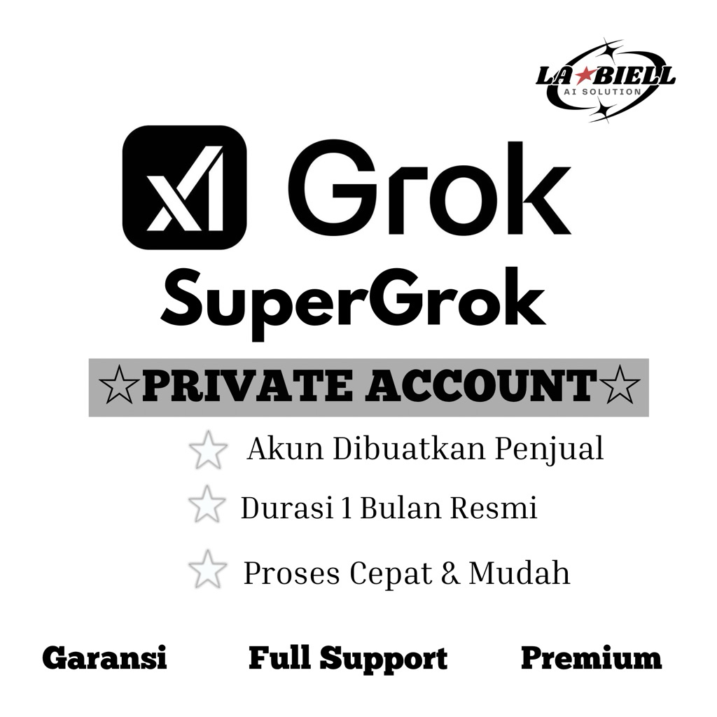 Grok AI | SuperGrok | PRIVATE | 1 Bulan Original