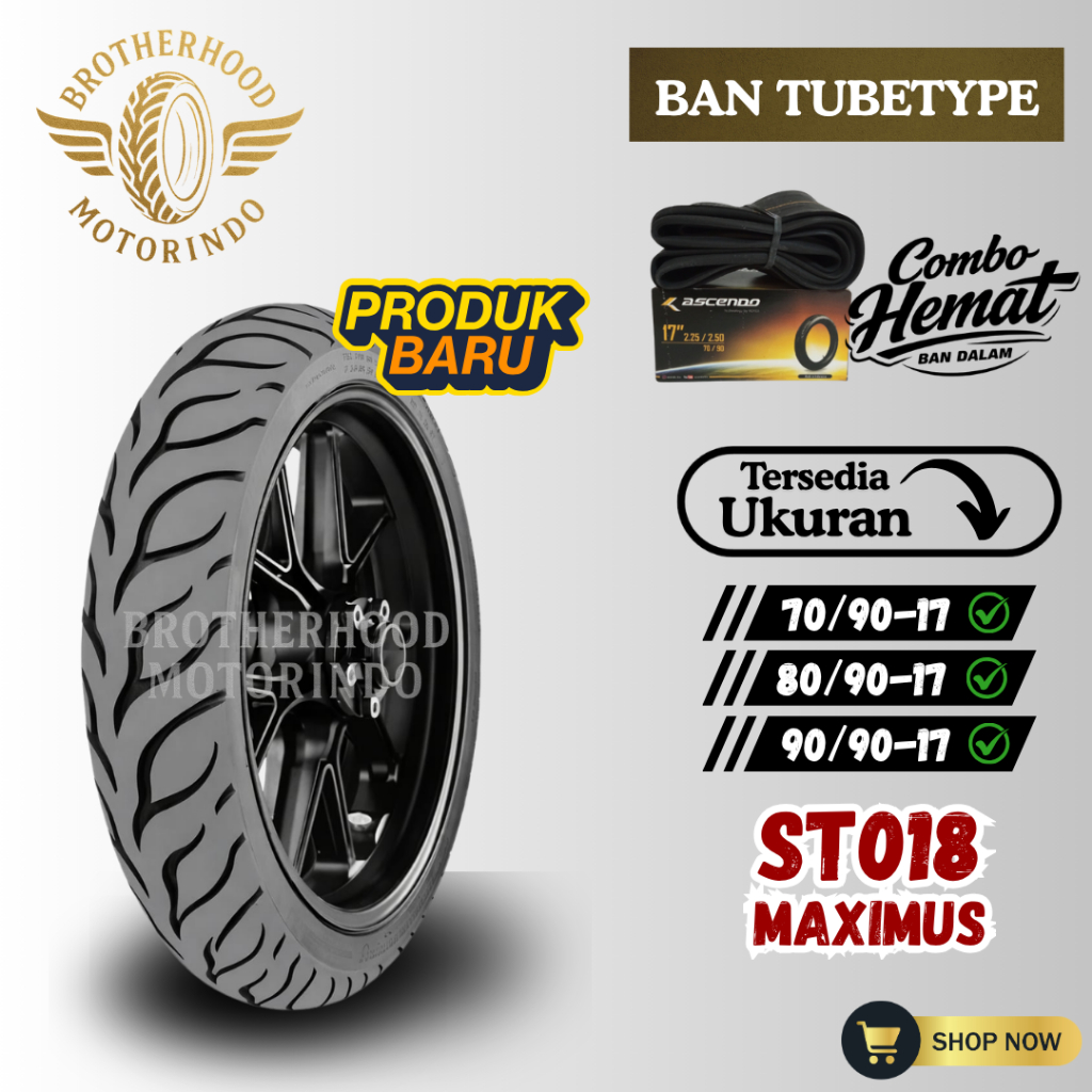 BAN ASCENDO ST018 MAXIMUS RING 17 NON TUBLES ( 70/90-17 / 80/90-17 /90/90-17 ) BAN NON TUBLES / BAN 