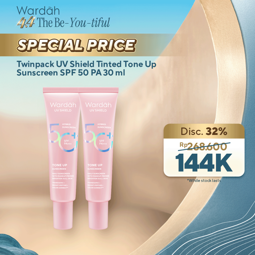 Wardah Sunscreen UV Shield Tinted Tone Up SPF 50 PA 30 ml - Makeup Primer, Base Make Up, Mencerahkan