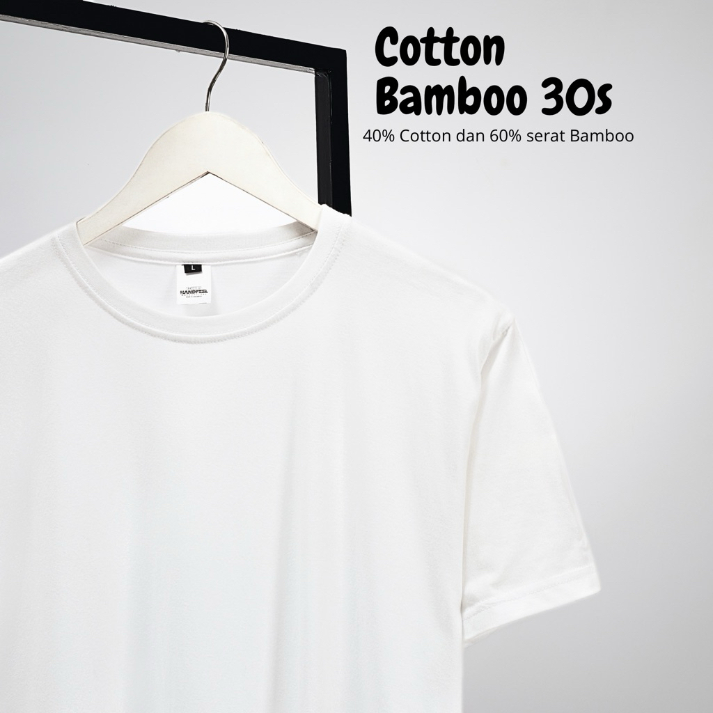 HANDFEEL - Kaos Polos 30s Katun Bambu Putih