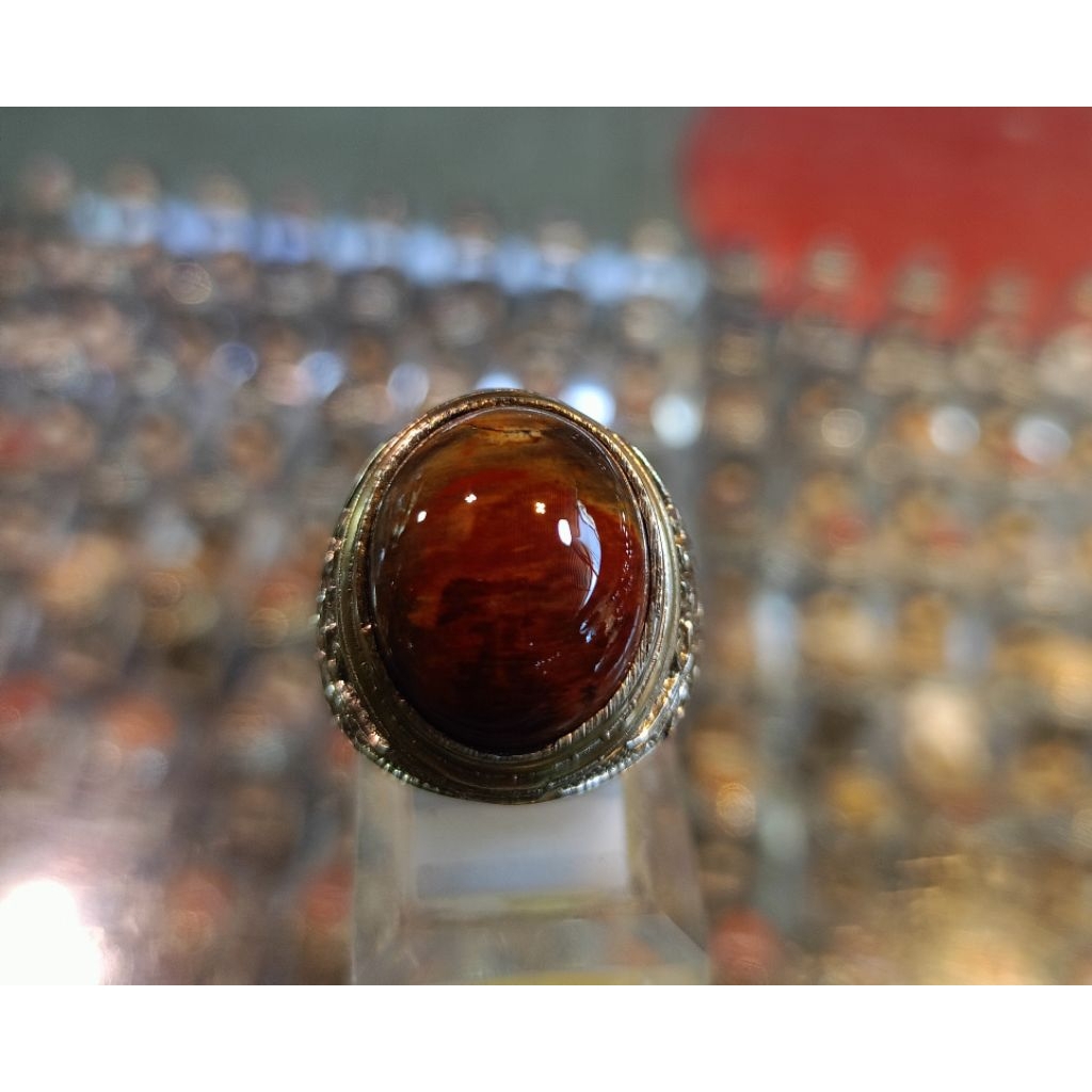 Cincin Fosil kelor merah motif(Natural)