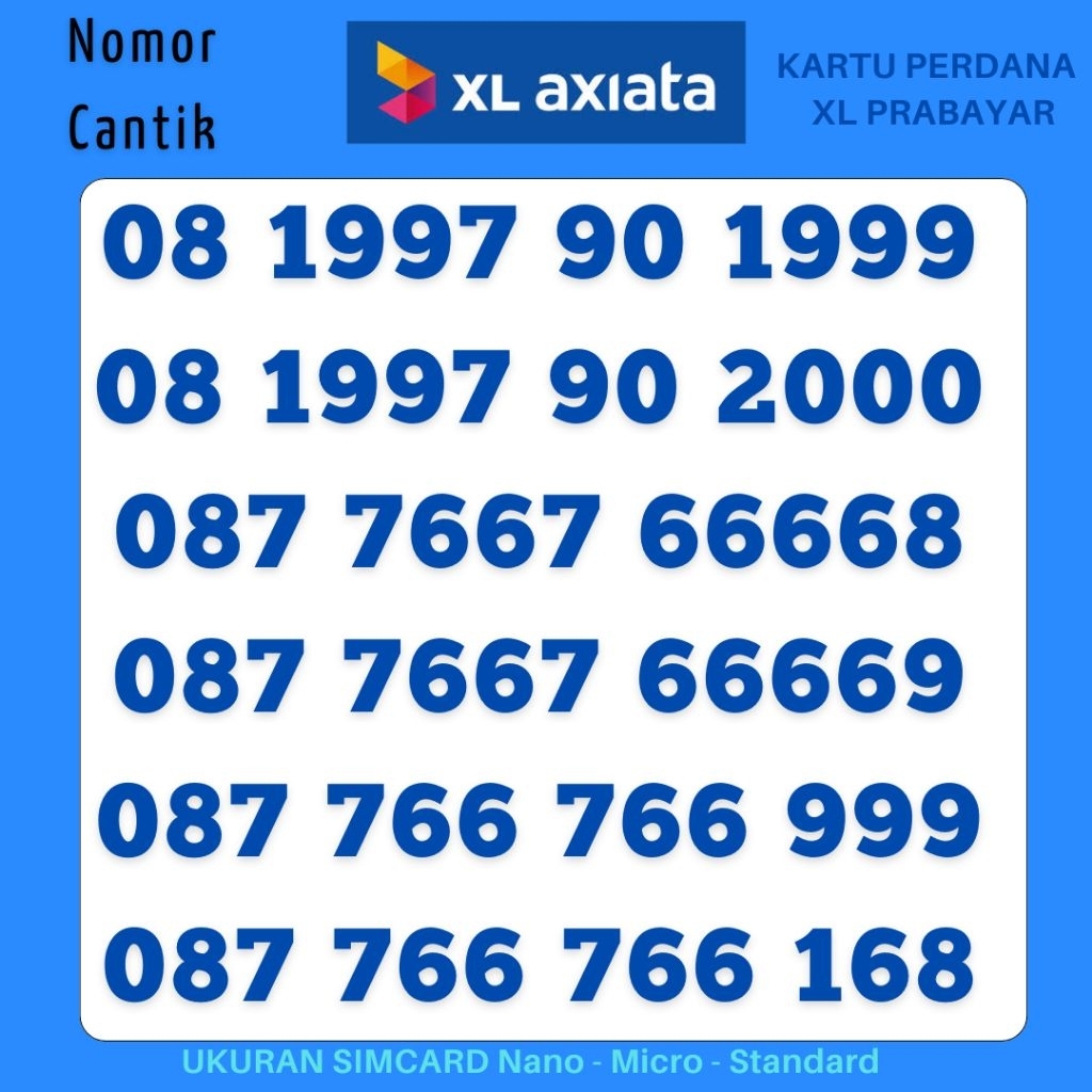 Nomor Cantik XL Tahun 1997 Triple Super Abab 0819 0877 Kartu Perdana xl Support 4g lte 5g 10 digit N