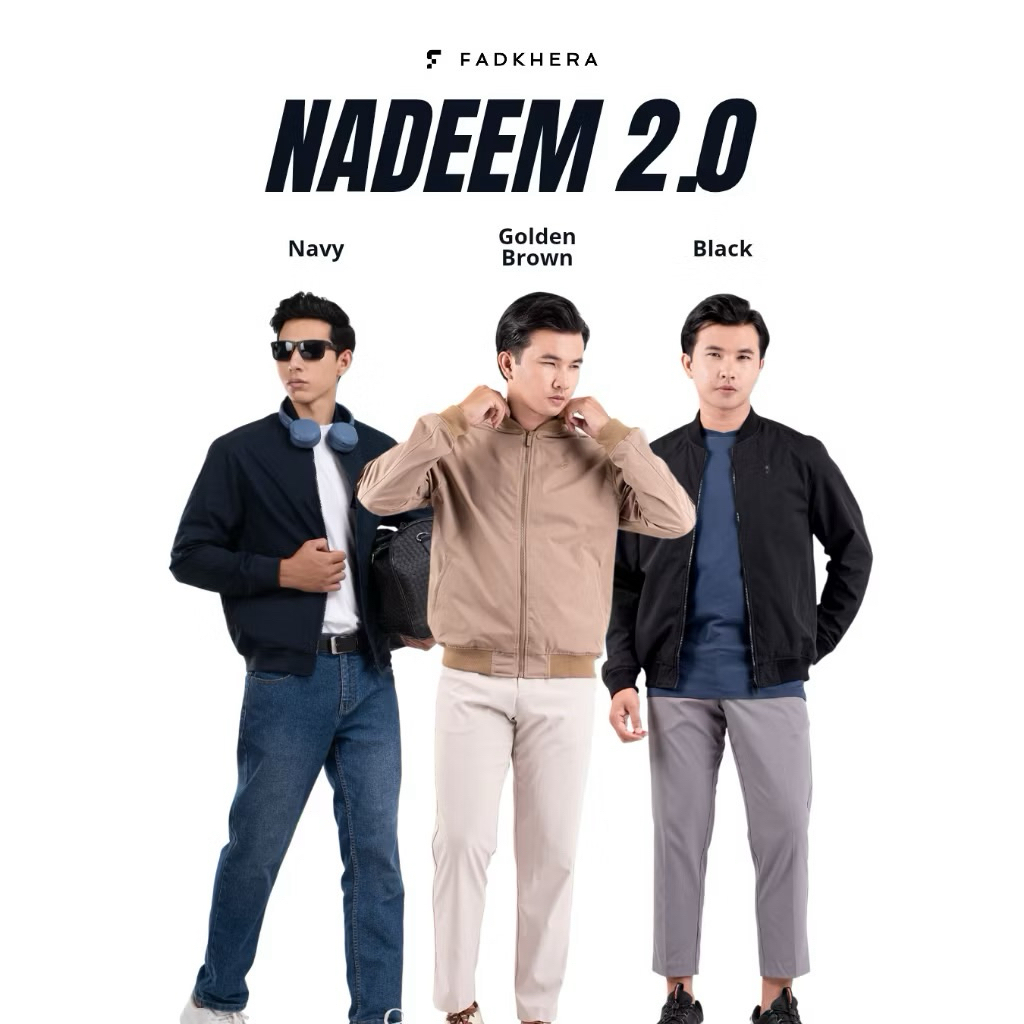Fadkhera Nadeem 2.0 Bomber Jacket Golden Brown dan Black Jaket Boomber Pria Dewasa Premium Terbaru C