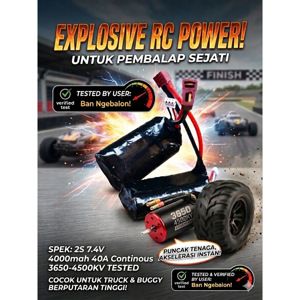 Baterai 2S Li-ion 4000 MAH 40A Continous Battery 2s Power Extreme
