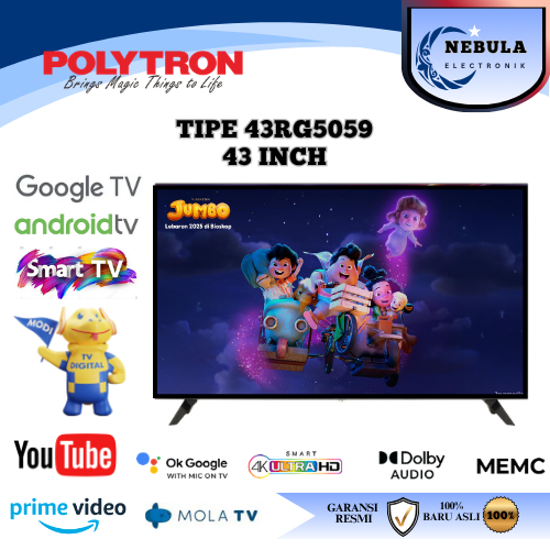 TV ANDROID POLYTRON 43 INCH GOOGLE DIGITAL SMART TV/TV ANDROID 43 INCH POLYTRON SMART TV