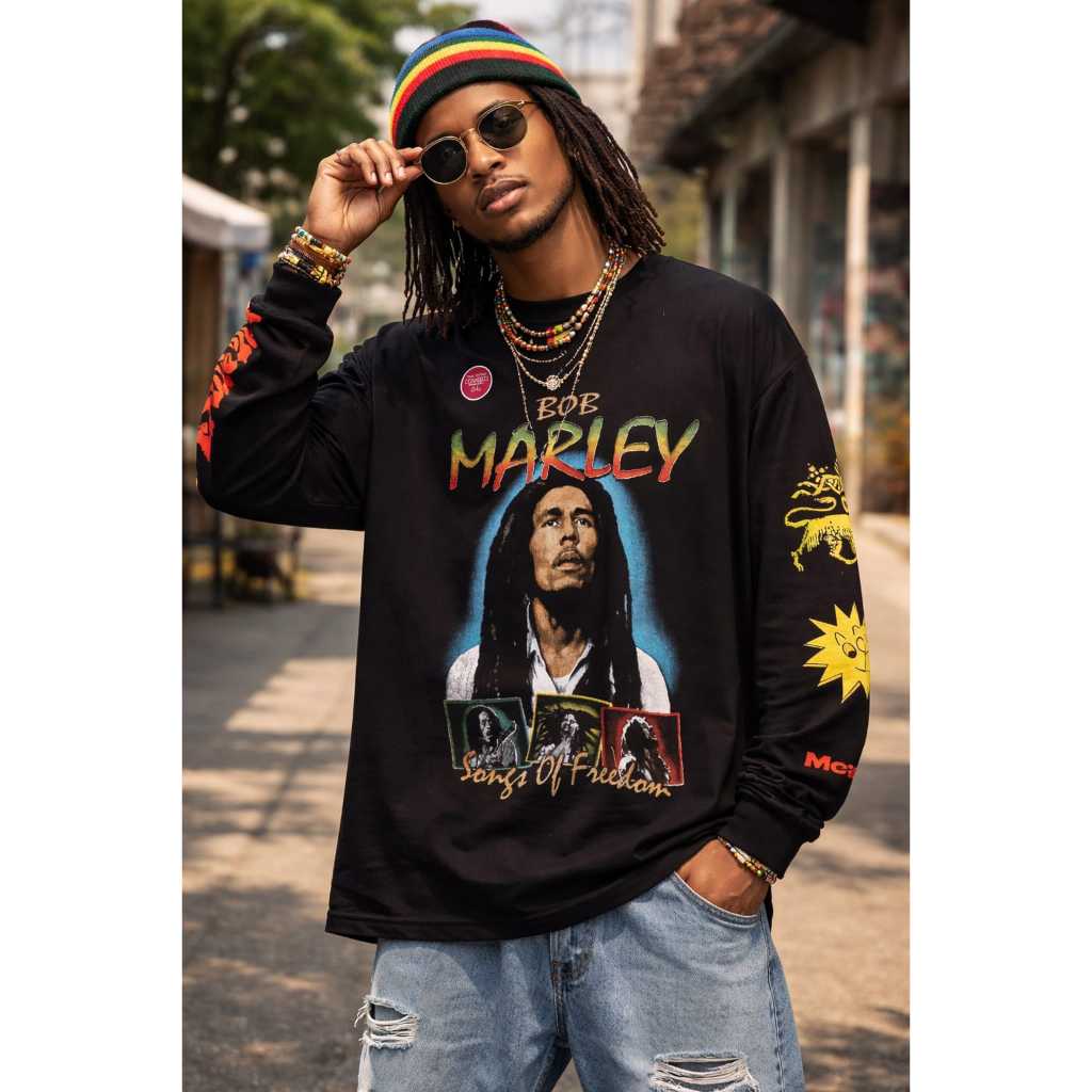 Kaos Lengan Panjang Longsleeve Oversize Bob Marley Mc.F Supply co