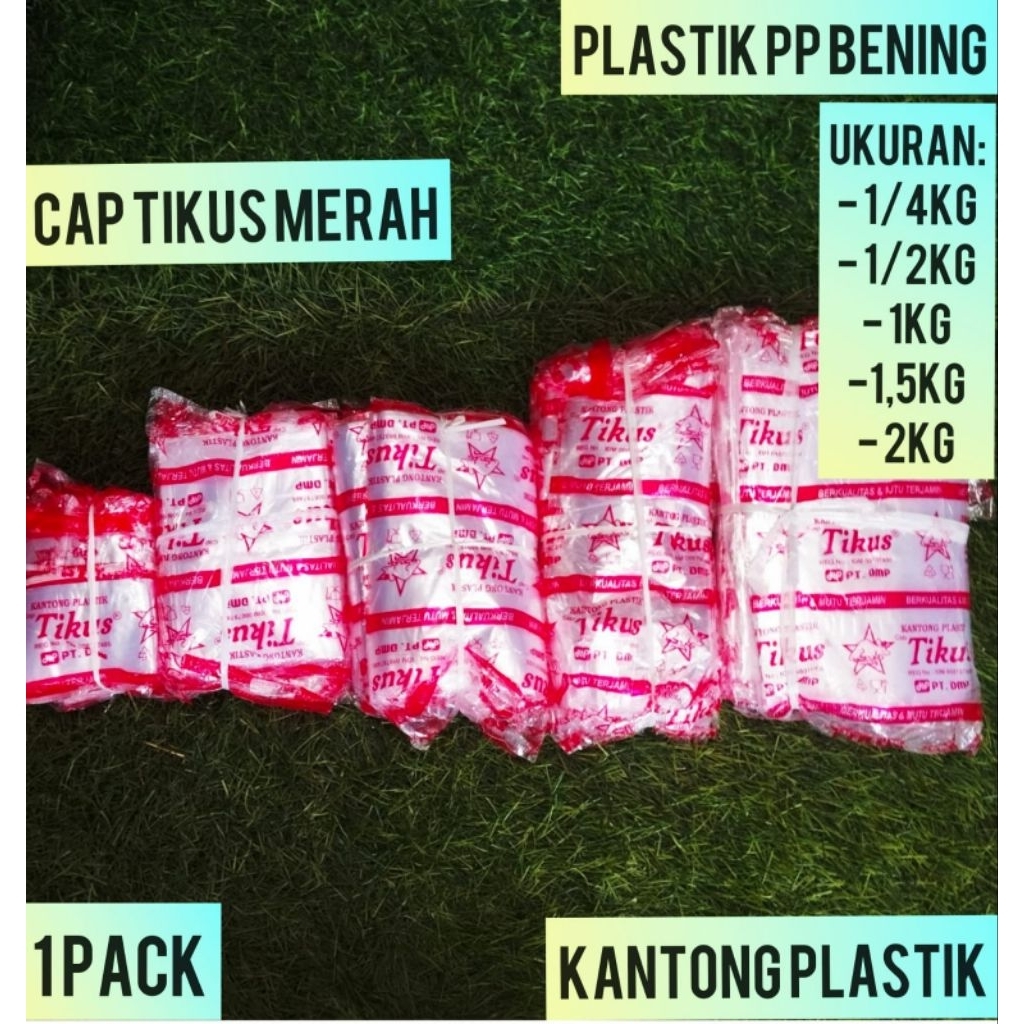 Plastik PP Bening Cap Tikus,Ukk: 1/4 Kg, 1/2 Kg, 1 Kg, 1,5 Kg, 2Kg/ Kantong plastik PP Cap Tikus