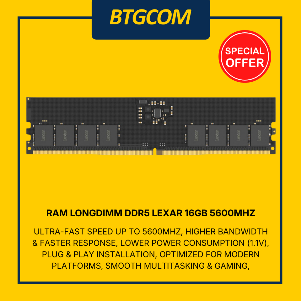 RAM LONGDIMM DDR5 LEXAR 16GB 5600MHZ LD5U16G56C46ST-BGS