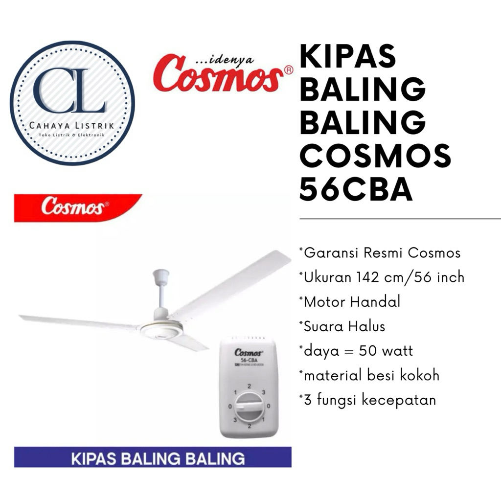 Cosmos 56 CBA Kipas angin gantung baling baling besi Ceiling fan plafon 56 cba