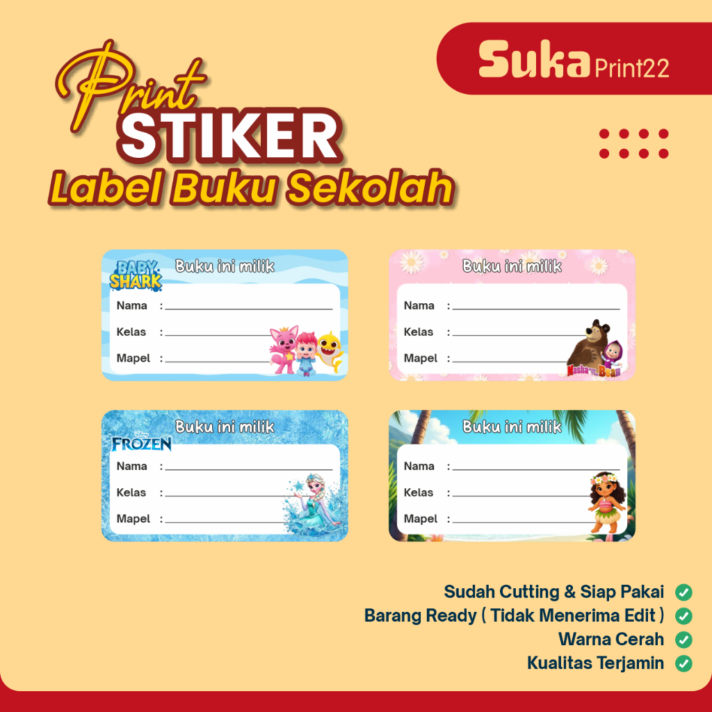 Label Buku Aesthetic - Label Buku Moana - Label Nama Sticker