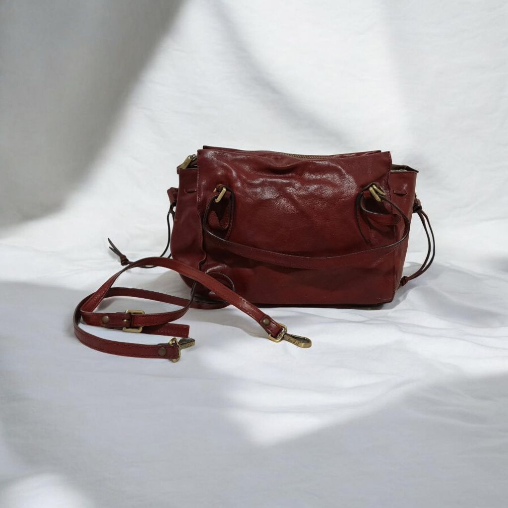 Cuoieria Fiorentina Red Genuine Leather Crossbody Bag Original