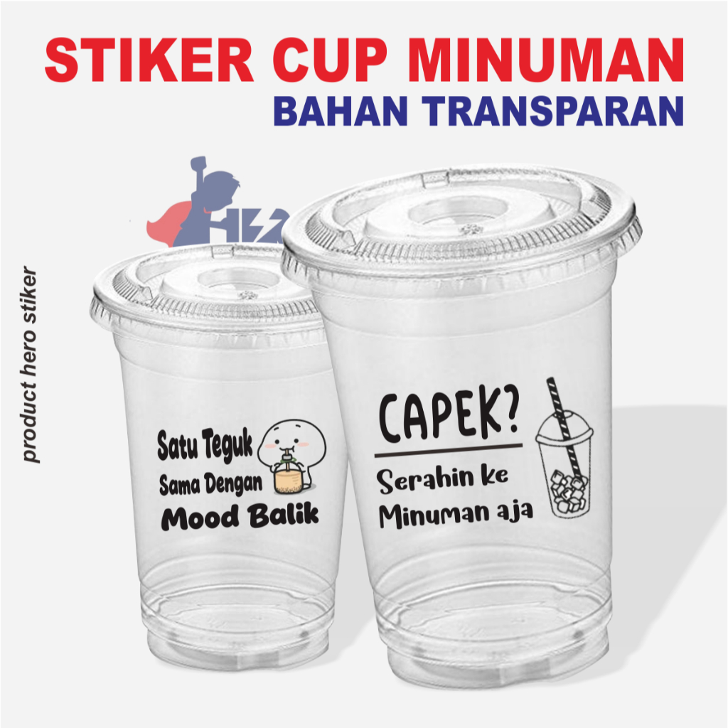 ( ISI 50 PCS ) STIKER KATA KATA UNTUK CUP MINUMAN | STICKER MINUMAN TRANSPARAN | STIKER QOUTE TRANSP