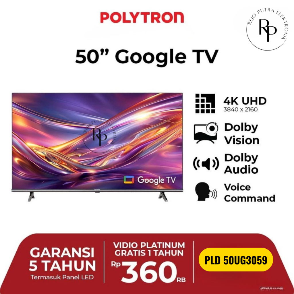POLYTRON TV LED 50 INCH 4K UHD SMART GOOGLE TV PLD 50UG3059