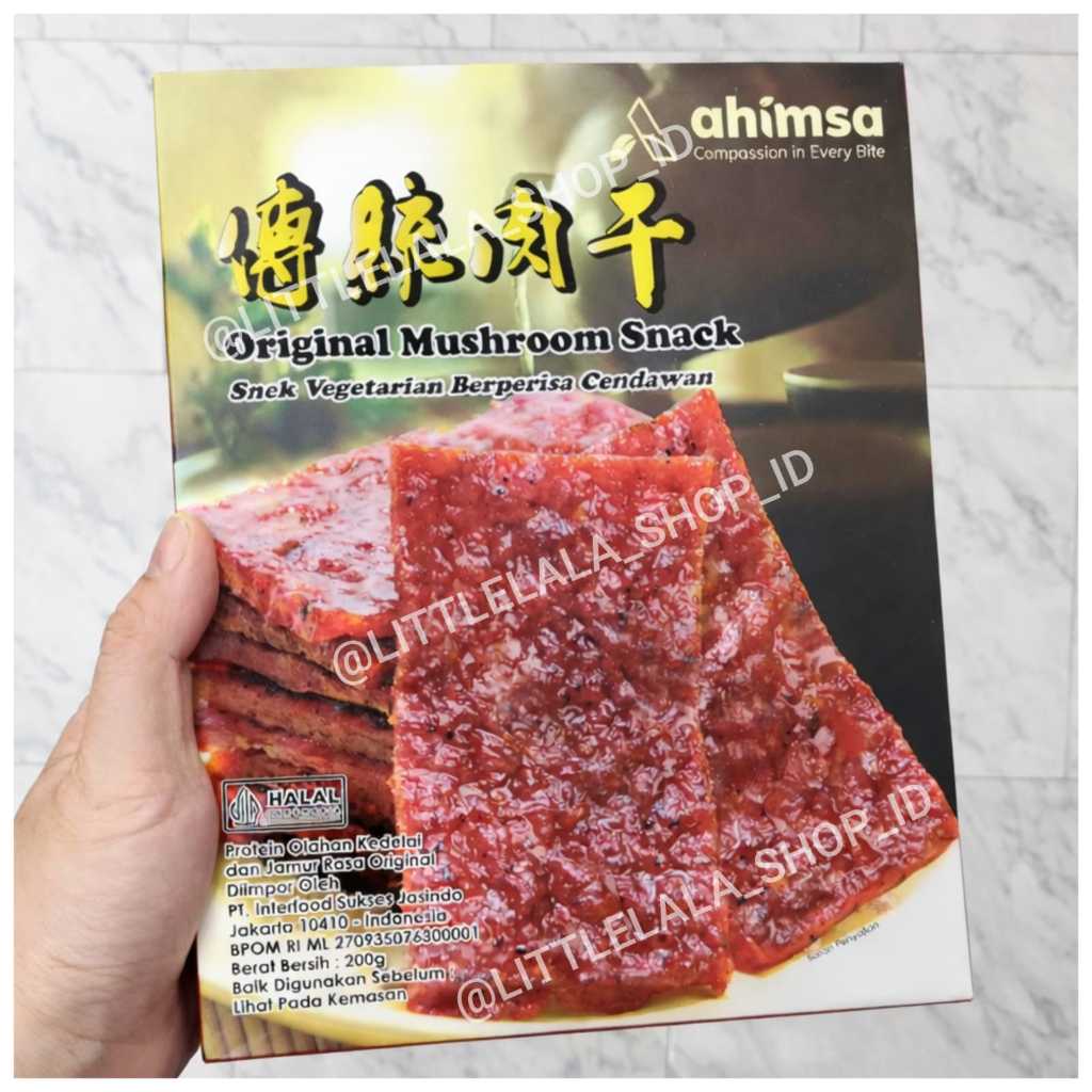 Dendeng Vegetarian Ahimsa Snack Jamur Vegetarian Ahimsa Original 200g – Camilan Sehat Gurih, Tinggi 