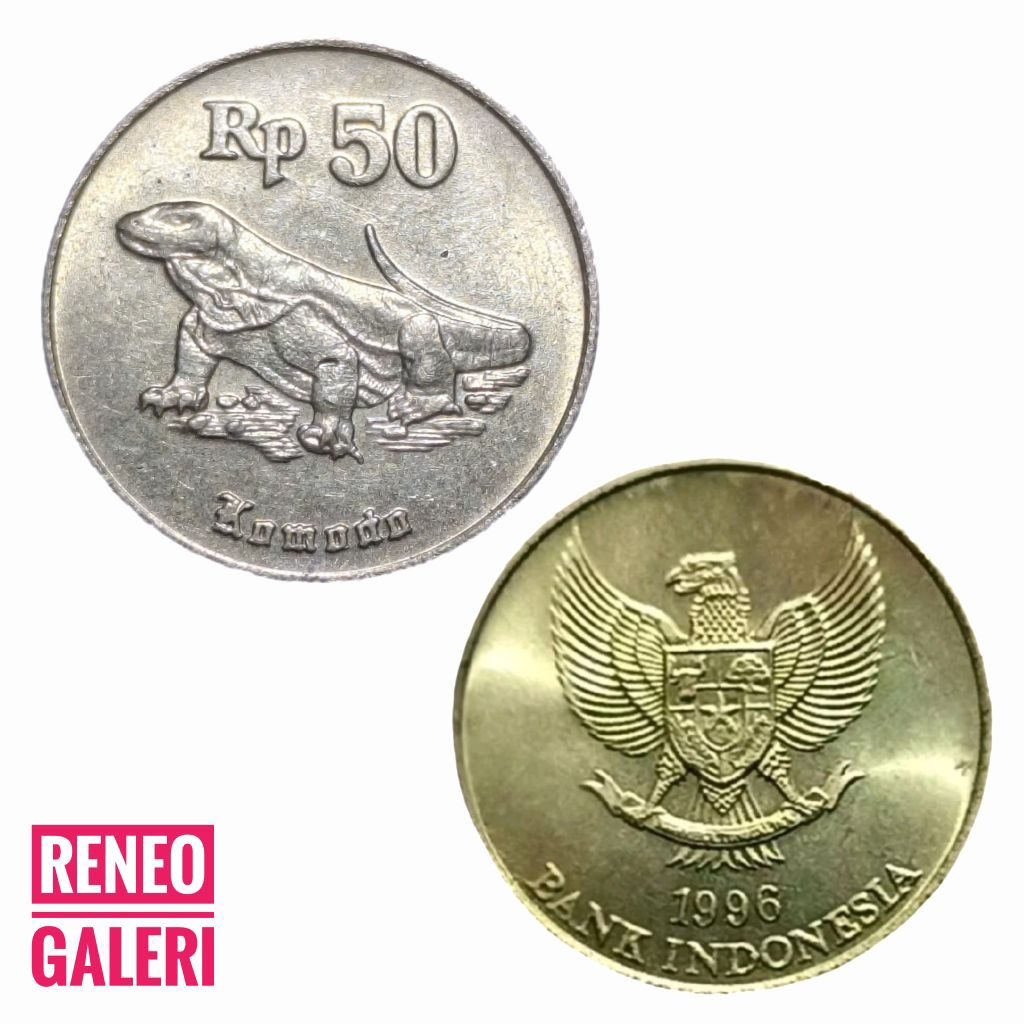 Berkilau KOIN 50 Komodo tahun Random uang kuno logam Indonesia original asli kuning tanpa 1997