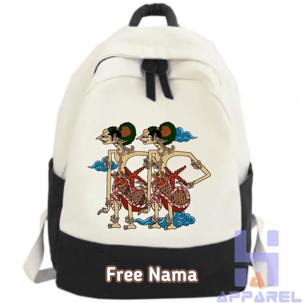 TAS RANSEL ANAK KARAKTER WAYANG NAKULA SADEWA FREE NAMA