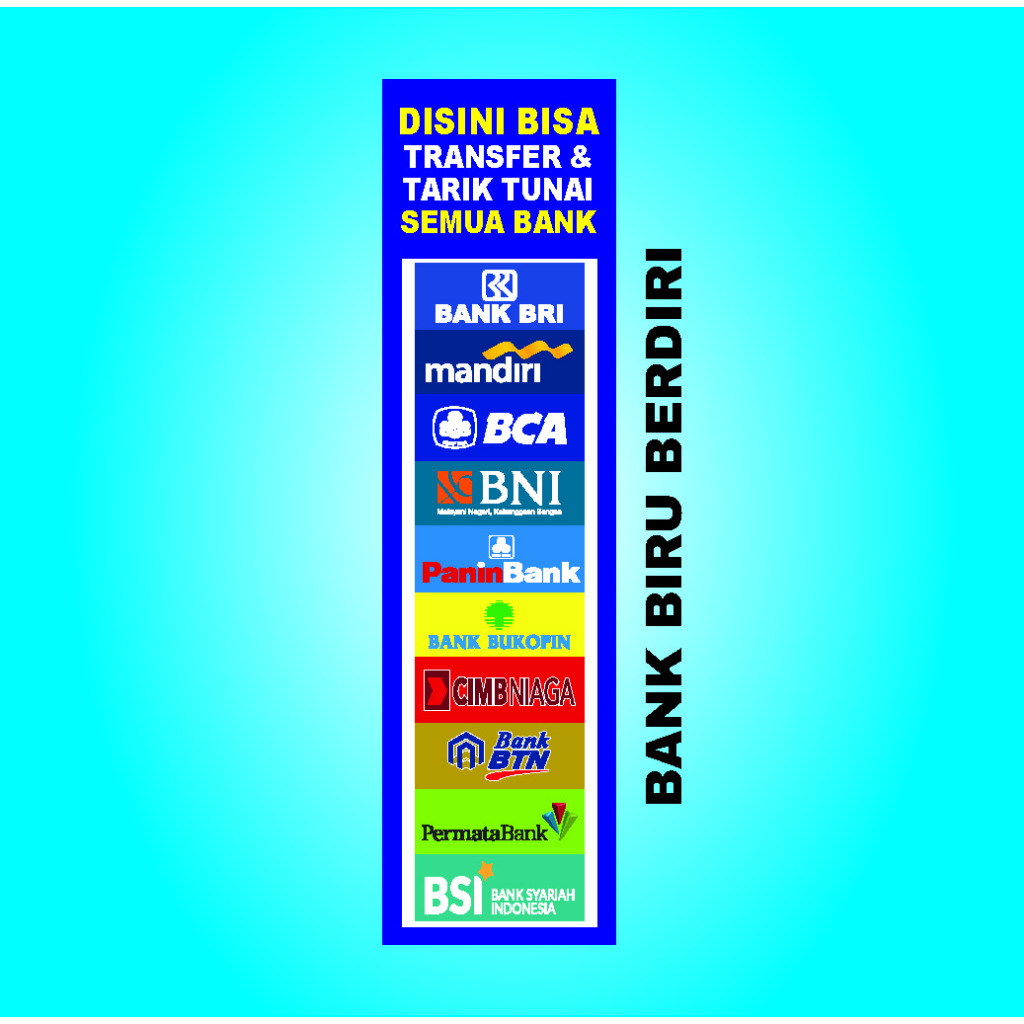SPANDUK KONTER HIASAN LOGO BANK BERDIRI BIRU