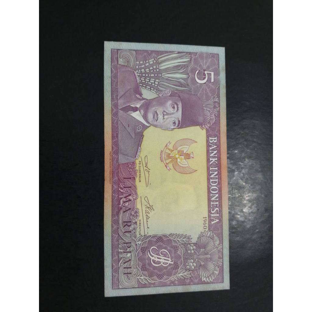 UANG KUNO 5 RUPIAH SOEKARNO TAHUN 1960 BAGUS