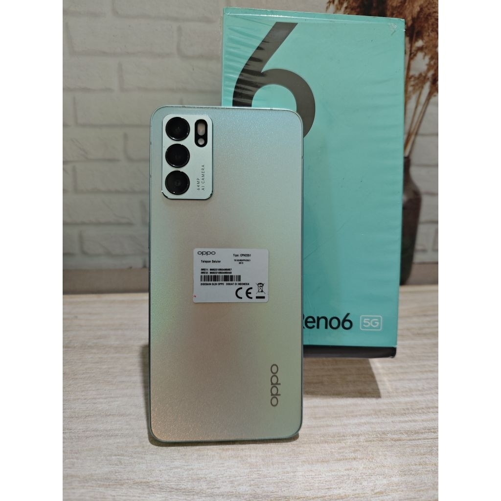 Oppo reno 6 5g 8/128 garansi resmi second