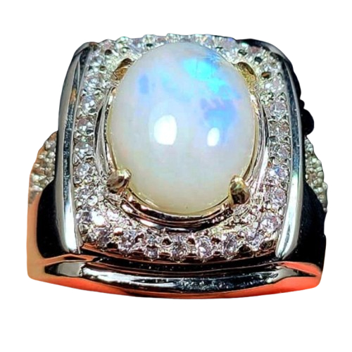 Cincin pria batu biduri laut keren high quality klep kristal