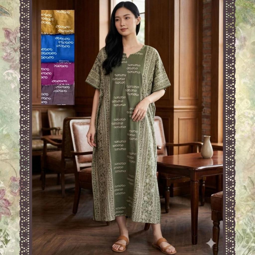 SKAYA- Daster wanita model lowo premium JUMBO zipper busui frendly  motif terbaru