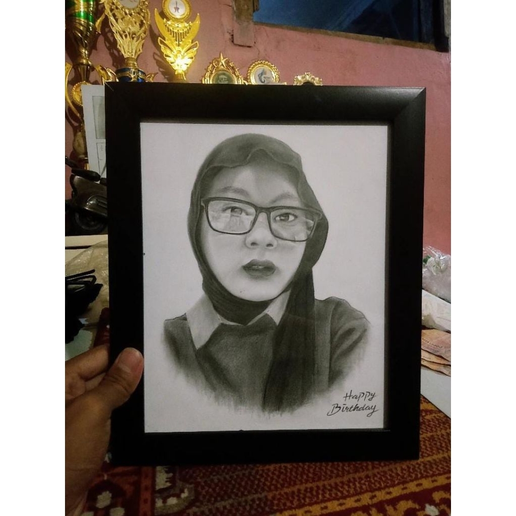 pesan lukisan pensil wajah A4