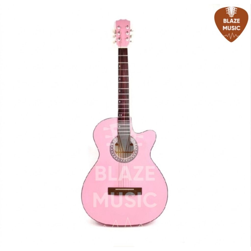 [ TERMURAH ] Gitar akustik YAMAHA PINK merah muda pemula paket lengkap