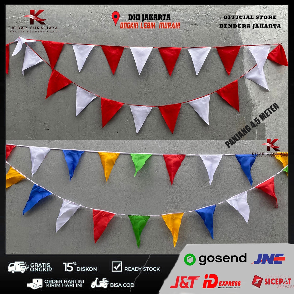 BENDERA RANTUY/RAWIS KARNAVAL DEKORASI UNTUK AGUSTUSAN PANJANG 4,5 METER