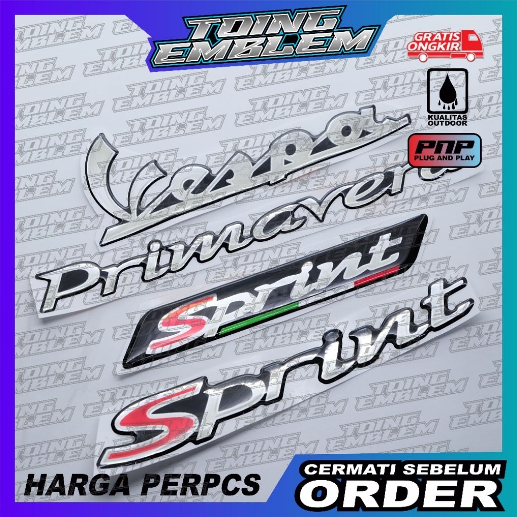 Emblem timbul Vespa/ emblem 3d vespa matic/emblem timbul vespa sprint/emblem timbul vespa primavera/