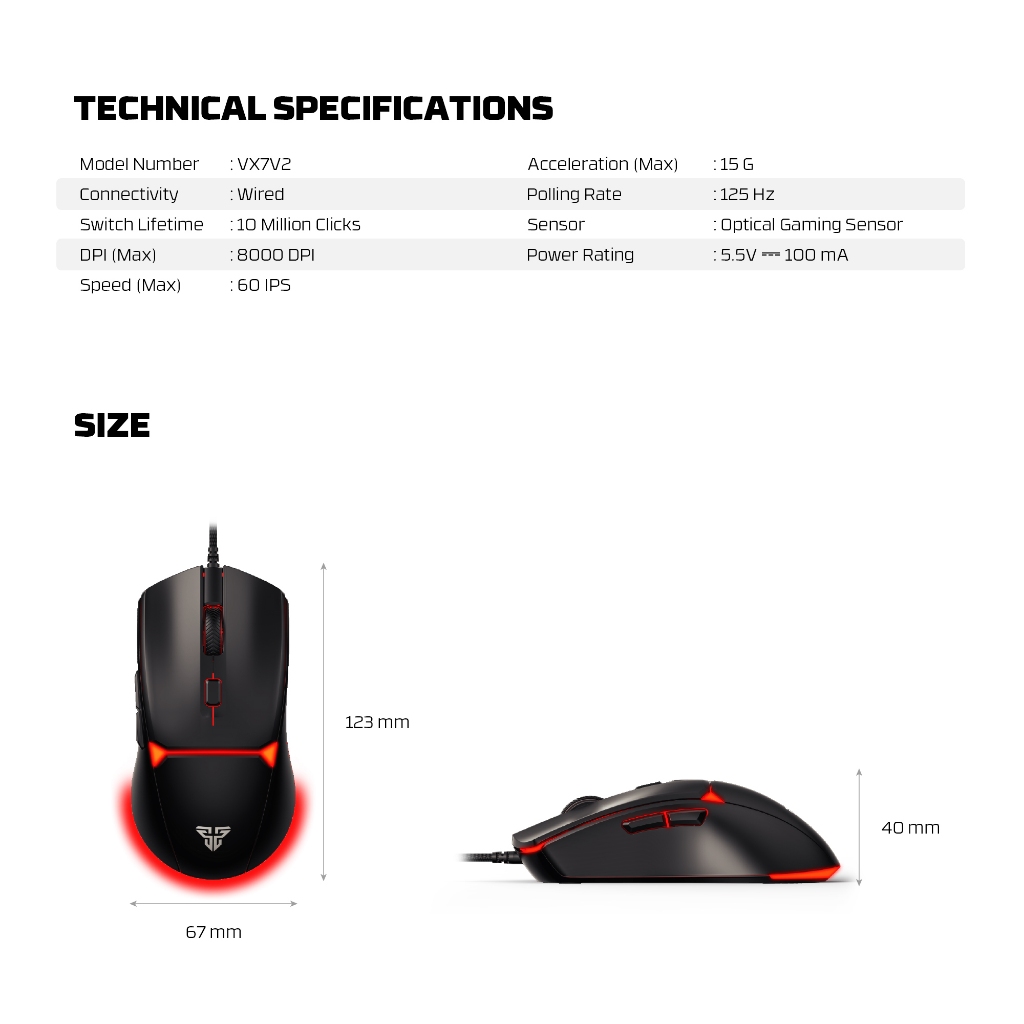 Fantech THOR X9 Gaming Mouse Macro PB Original RGB 4800 DPI 7D Programmable & KANATA VX9 600 DPI 7