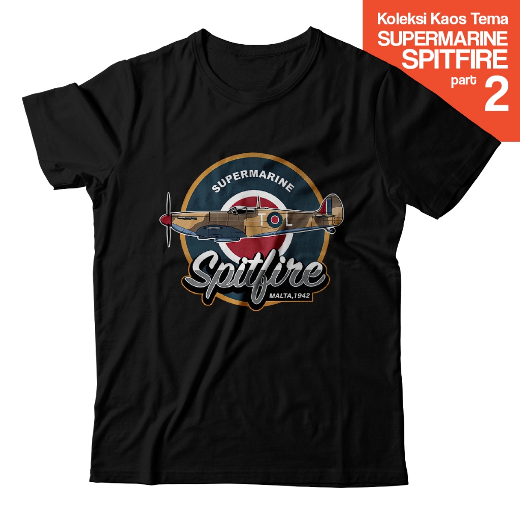Kaos Spitfire Supermarine RAF WW2 Vintage – Baju Pesawat Tempur British Air Force MK IXc | Kaos Airc