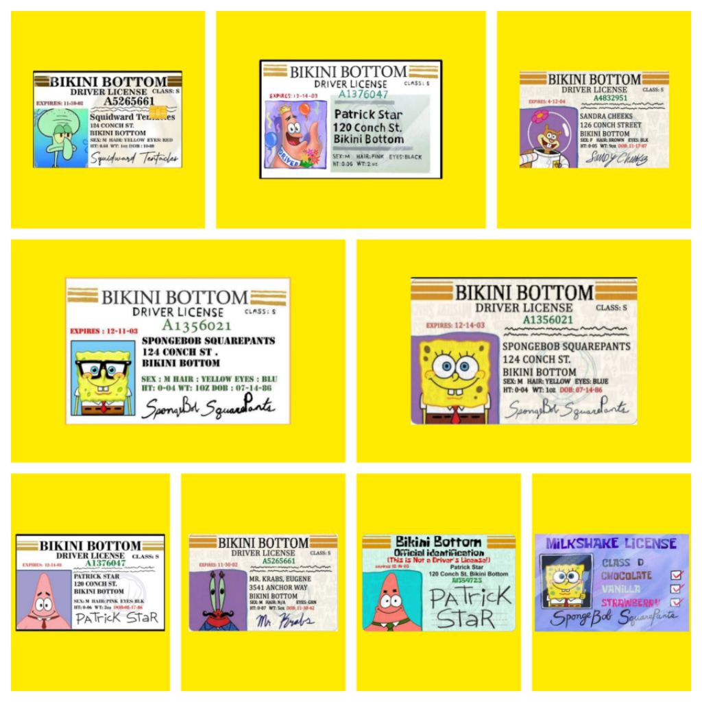stiker emoney spongebob SquarePants driver license