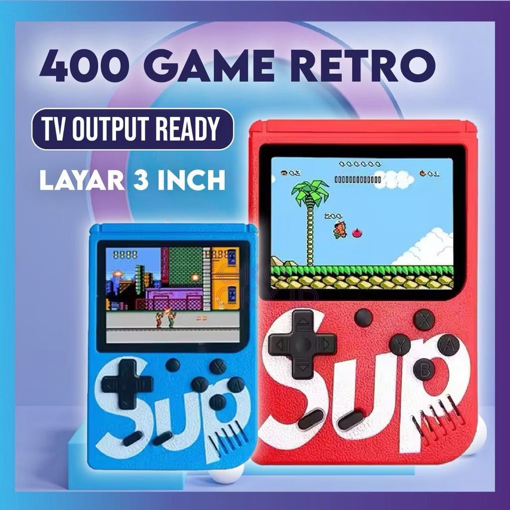 Game Boy Retro Mini SUP 400 In 1 Portable 400 Game 800mAh 3 Inch Anak 5 Warna