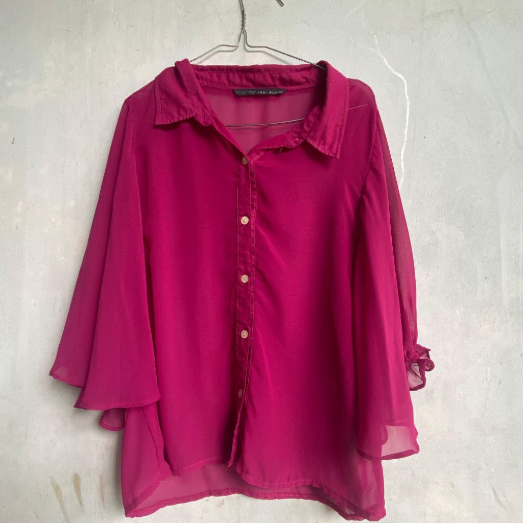 [PRELOVED] BLOUSE KEMEJA WANITA FUSCHIA