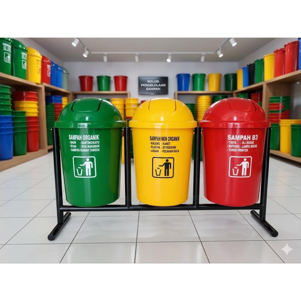 tempat sampah fiberglass 80 liter, tempat sampah outdoor 3in1, tempat sampah, tong sampah