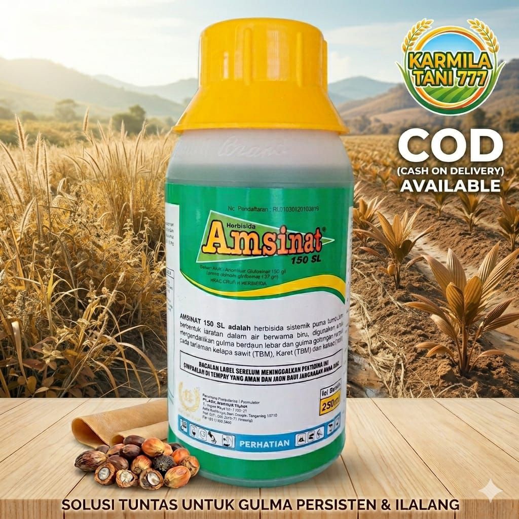 Herbisida AMSINAT 150 SL  - Pembasmi Rumput Lulangan & Belulang Paling Ampuh - Bahan Aktif Amonium G