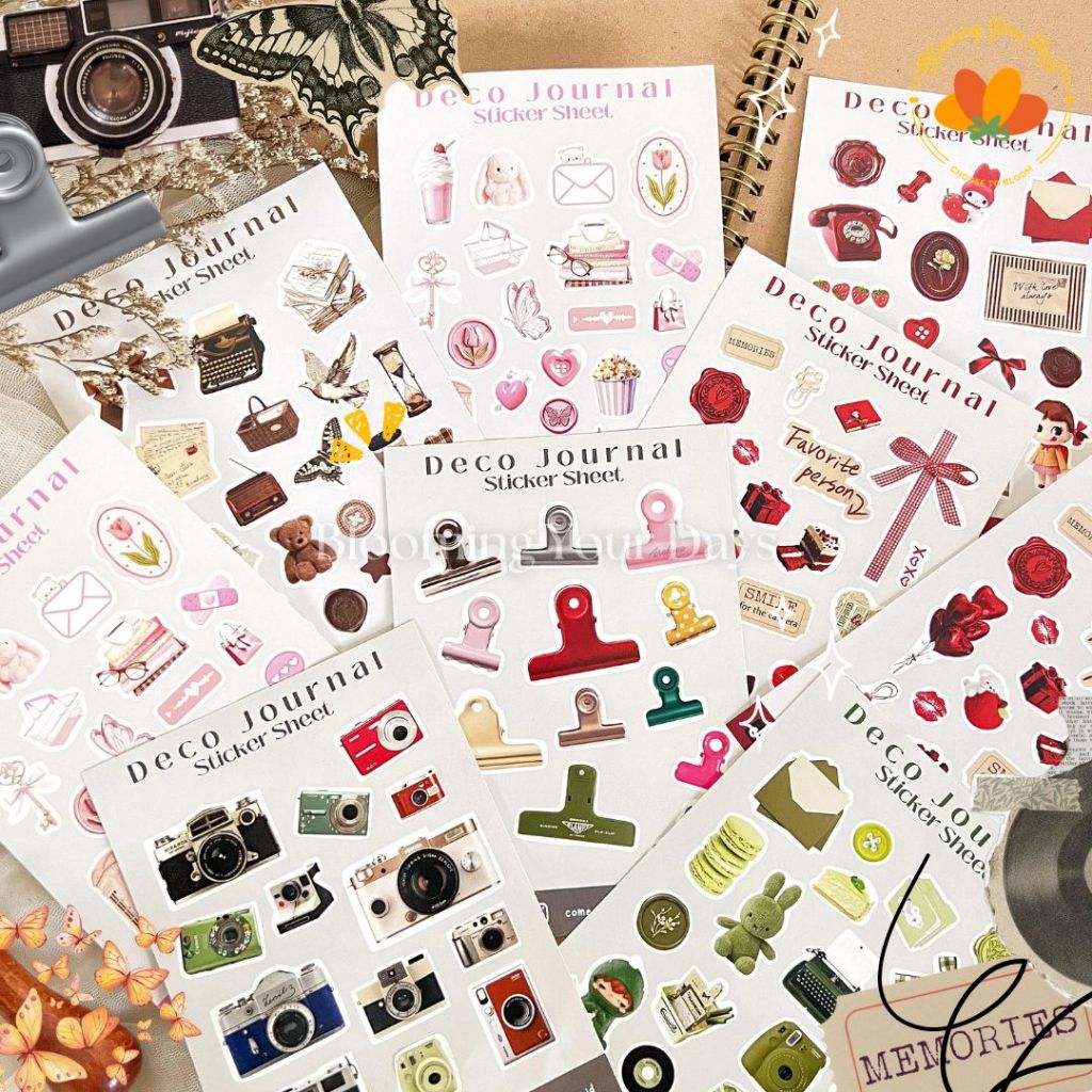 Stiker Vintage Deco Sticker Aesthetic untuk Scrapbook Case HP/ Stiker Aesthetic Deco Planner Album S