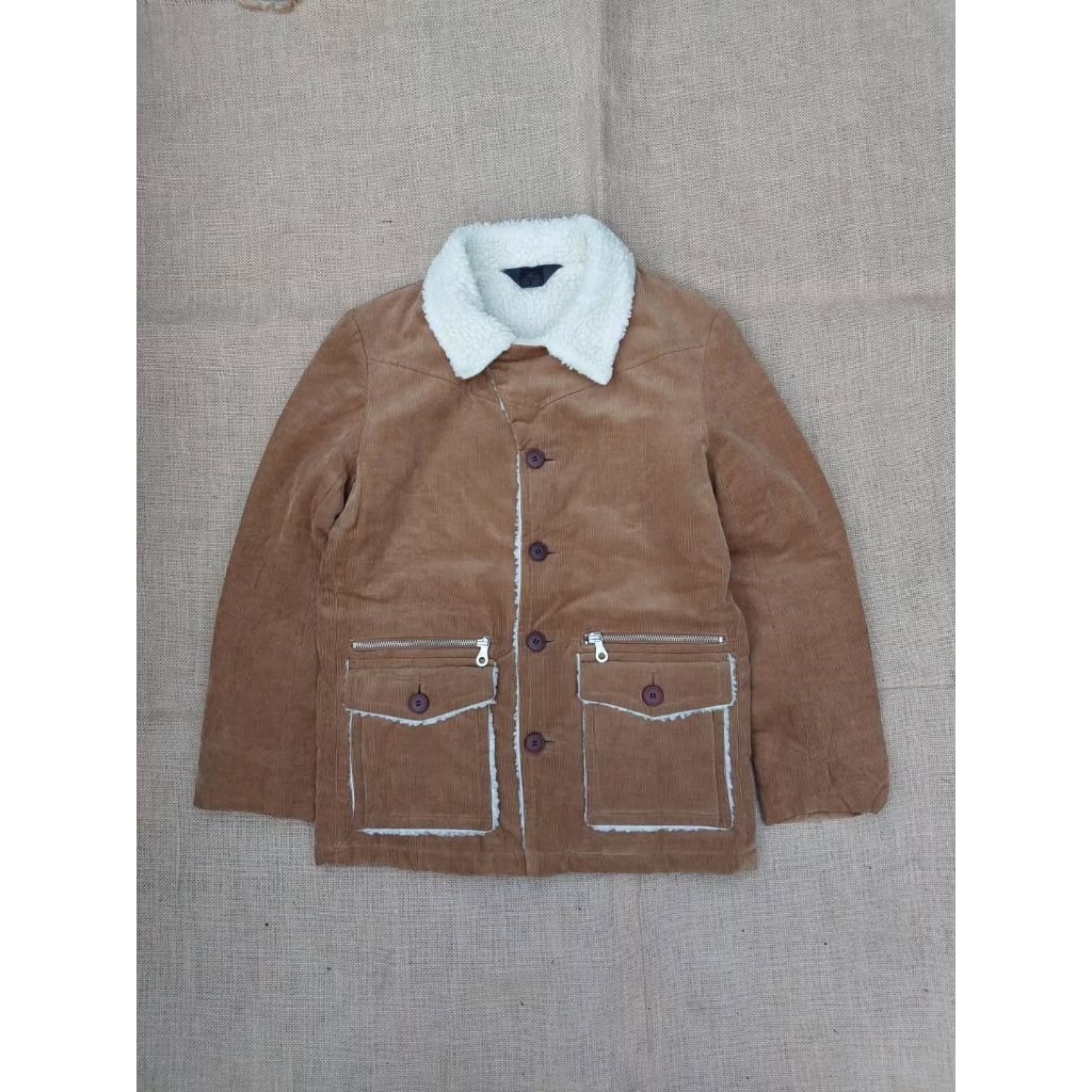 Ben Davis Jaket Vintage Corduroy Sherpa Classic Retro Rugged Style Outer Jacket