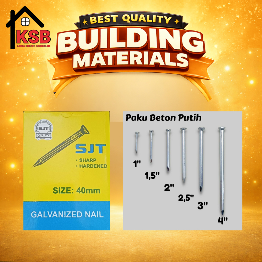 PAKU BETON PUTIH SJT / PAKU TEMBOK SJT /GALVANIZED NAIL