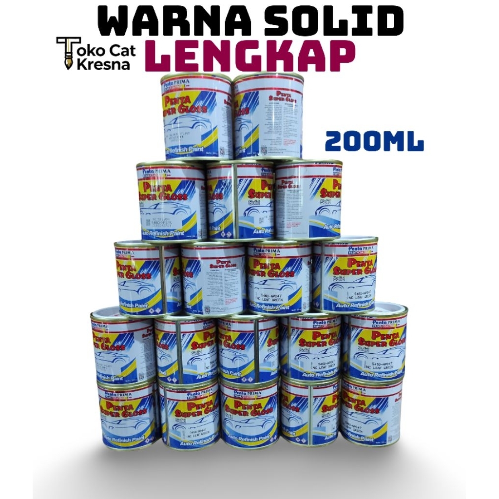 Cat penta super gloss nc solid-200ml varian lengkap hijau/hitam/putih/silver/kuning/orange/merah/mar