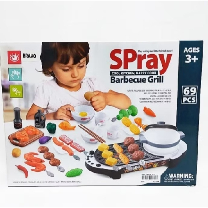 Yofi BBQ Girl Set H023 / Mainan Anak Spray Barbecue Grill / Alat Masak Mainan BBQ No.5720