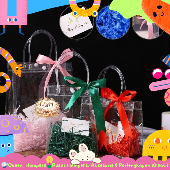 Goodie Bag Transparan Kancing Goodie Bag PVC Transparan Hampers Bag QH
