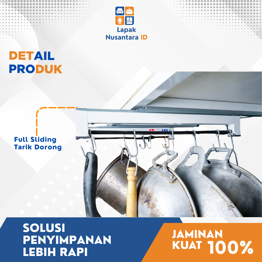 Rel Laci Gantungan Panci Teflon Dapur Kitchen Set Minimalis Pen Hanger