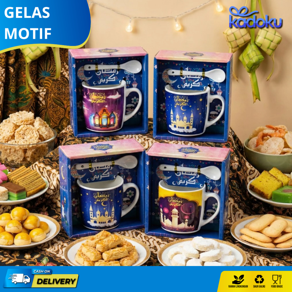 Set Hampers Gelas Lebaran / Hampers Lebaran / Mug Lebaran Gelas Ied Mubarak /Mug Hampers Idul Fitri