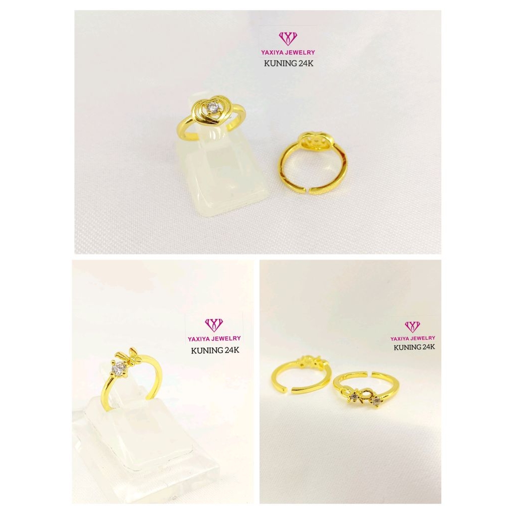 cincin love dan pita bayi/anak lapis emas 24k