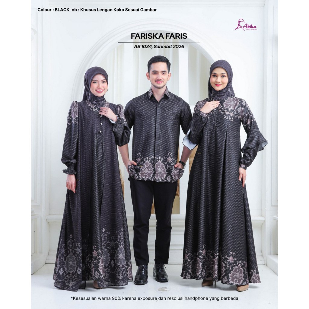 COUPLE GAMIS DAN KOKO ABIKA TERBARU / FARIS FARISKA BLACK / Fashion Muslim 2026