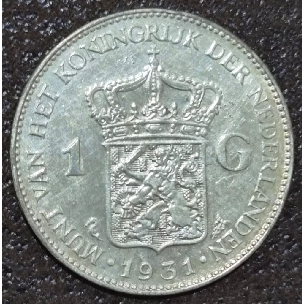 Koin Perak 1 Gulden 1931 Wilhelmina